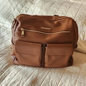 Ella Dane Brown Leather Diaper Bag